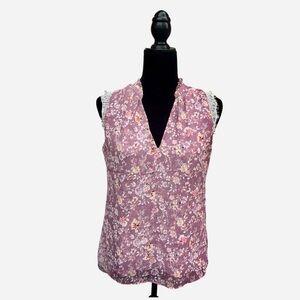 White House Black Market Lavender Frost Floral Print Shell Top Size XSmall